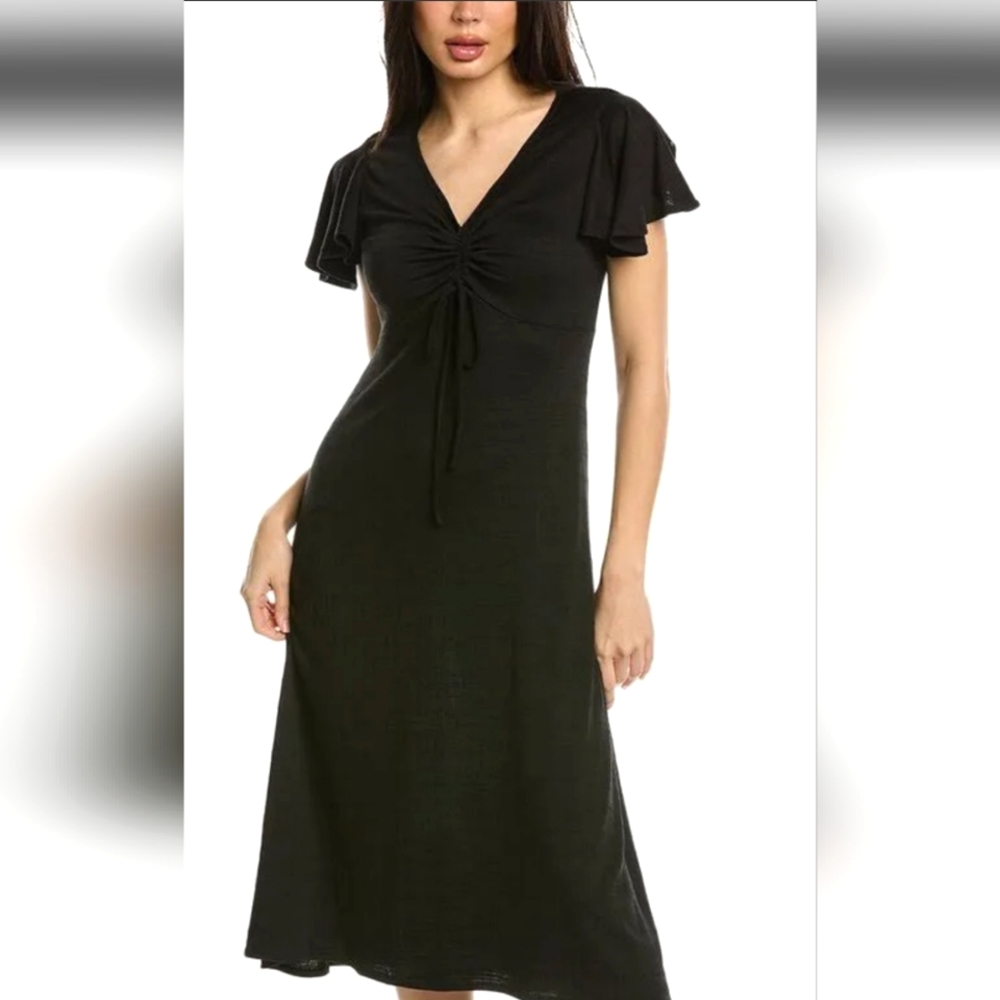 Max Studio Cinched Front Flutter Sleeve Midi Dres… - image 1